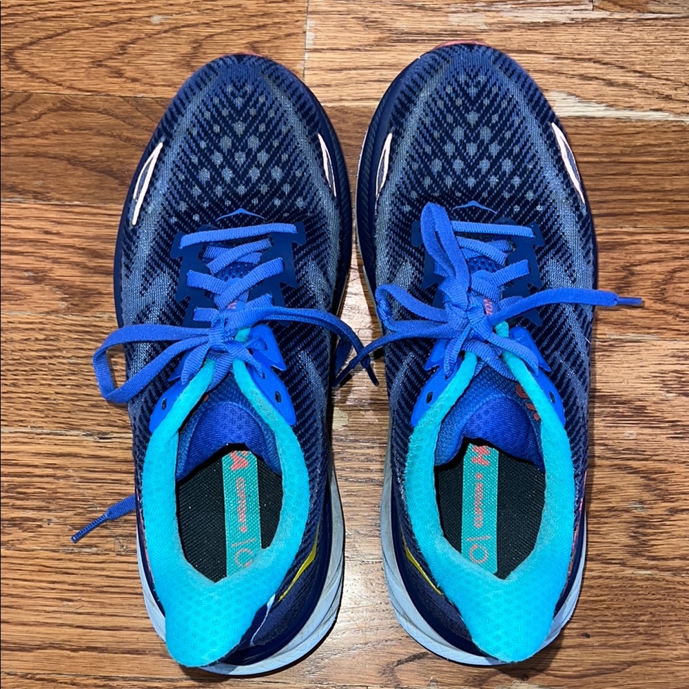 SALE! Hoka Clifton 9 blue sneakers size 8